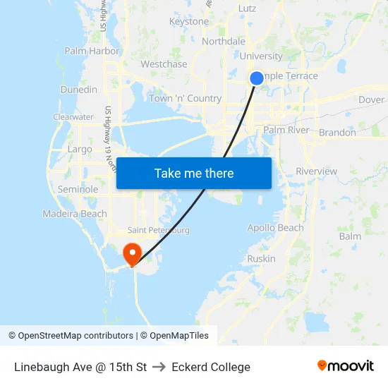 Linebaugh Ave @ 15th St to Eckerd College map