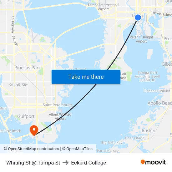 Whiting St @ Tampa St to Eckerd College map