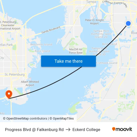 Progress Blvd @ Falkenburg Rd to Eckerd College map