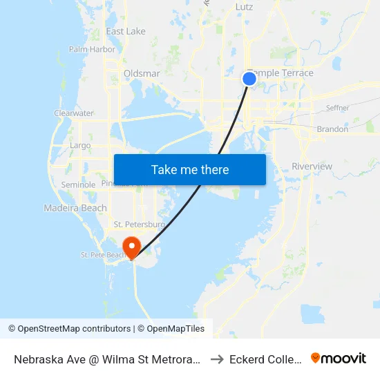 Nebraska Ave @ Wilma St Metrorapid to Eckerd College map