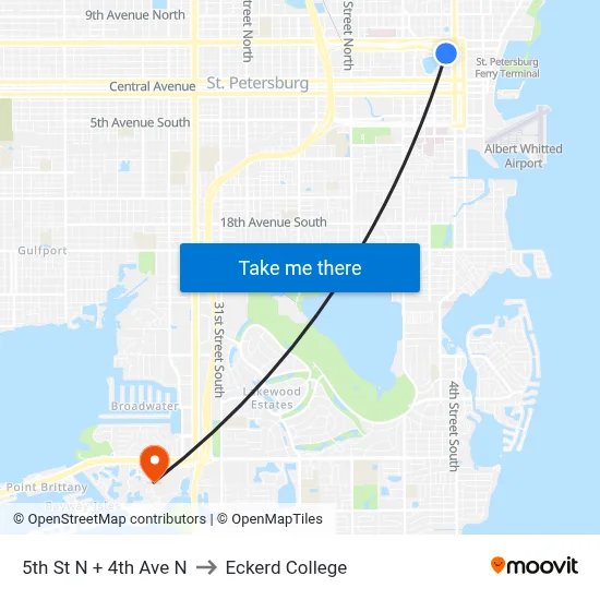 5th St N + 4th Ave N to Eckerd College map