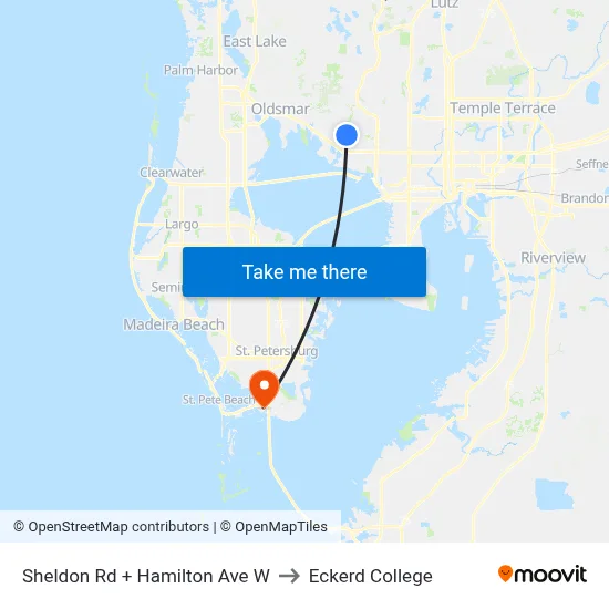 Sheldon Rd + Hamilton Ave W to Eckerd College map