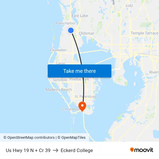 Us Hwy 19 N + Cr 39 to Eckerd College map
