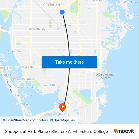 Shoppes at Park Place - Shelter - A to Eckerd College map