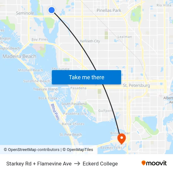 Starkey Rd + Flamevine Ave to Eckerd College map