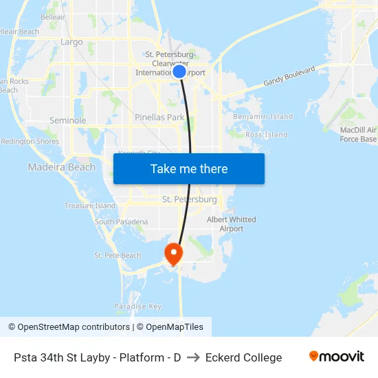 Psta 34th St Layby - Platform - D to Eckerd College map