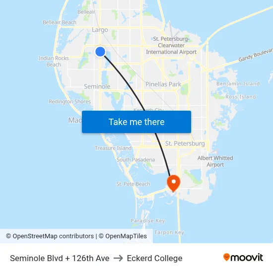 Seminole Blvd + 126th Ave to Eckerd College map