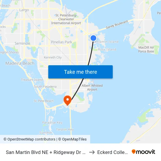 San Martin Blvd NE + Ridgeway Dr NE to Eckerd College map