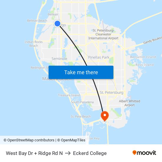 West Bay Dr + Ridge Rd N to Eckerd College map