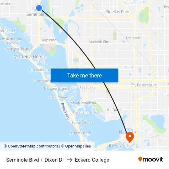 Seminole Blvd + Dixon Dr to Eckerd College map