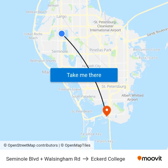 Seminole Blvd + Walsingham Rd to Eckerd College map