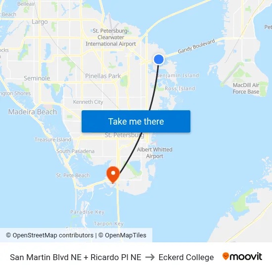 San Martin Blvd NE + Ricardo Pl NE to Eckerd College map