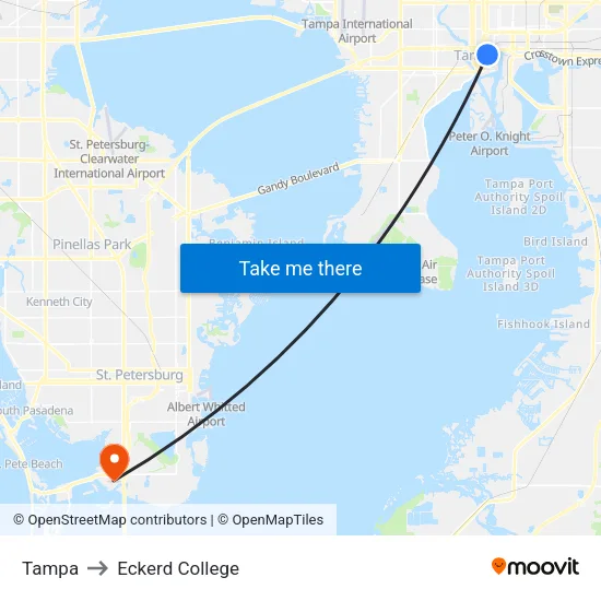 Tampa to Eckerd College map