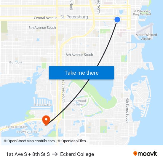 1st Ave S + 8th St S to Eckerd College map