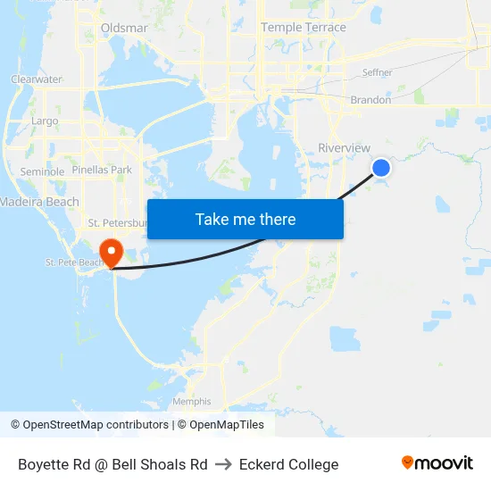 Boyette Rd @ Bell Shoals Rd to Eckerd College map