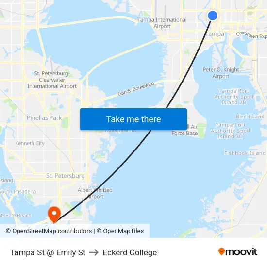 Tampa St @ Emily St to Eckerd College map