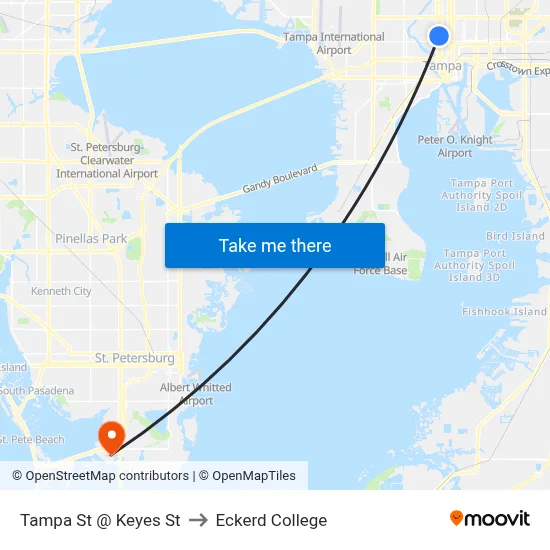 Tampa St @ Keyes St to Eckerd College map