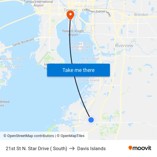 21st St N. Star Drive ( South) to Davis Islands map