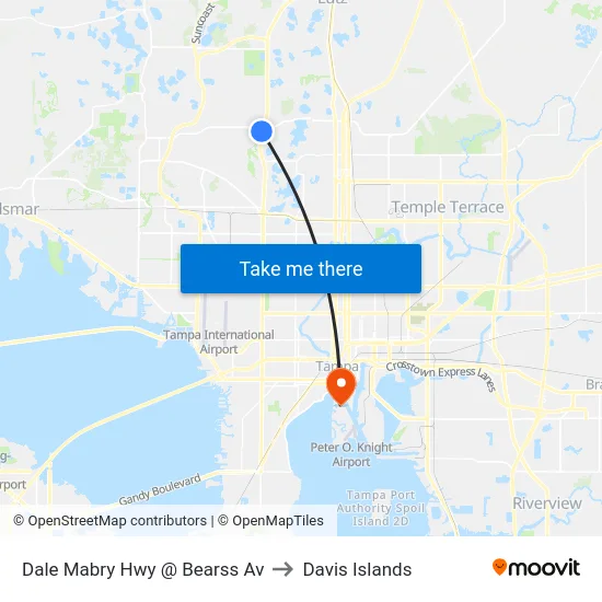 Dale Mabry Hwy @ Bearss Av to Davis Islands map