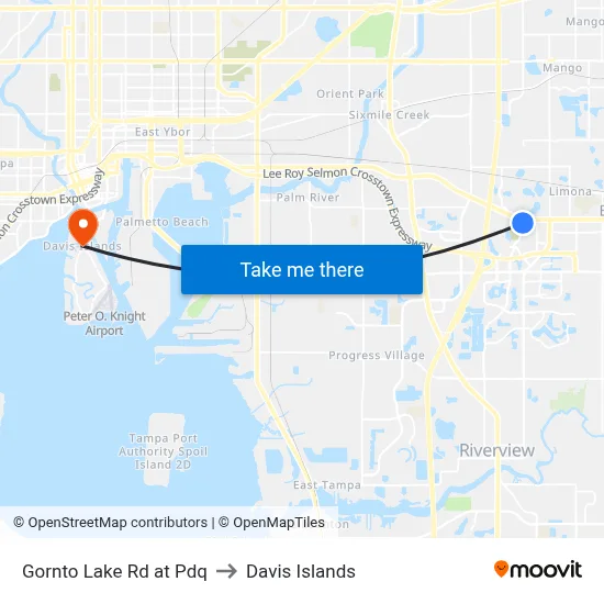 Gornto Lake Rd at Pdq to Davis Islands map