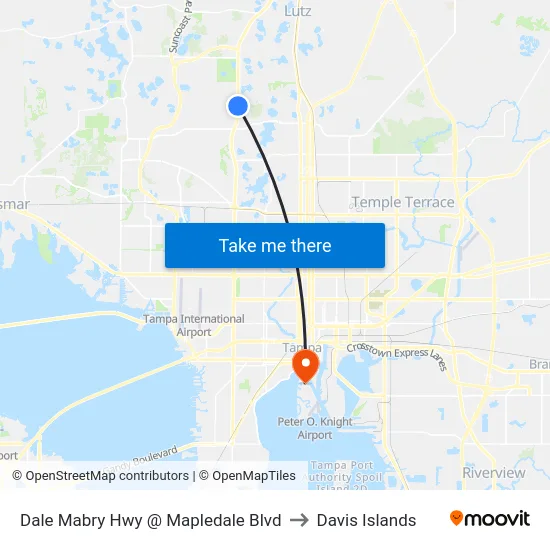 Dale Mabry Hwy @ Mapledale Blvd to Davis Islands map