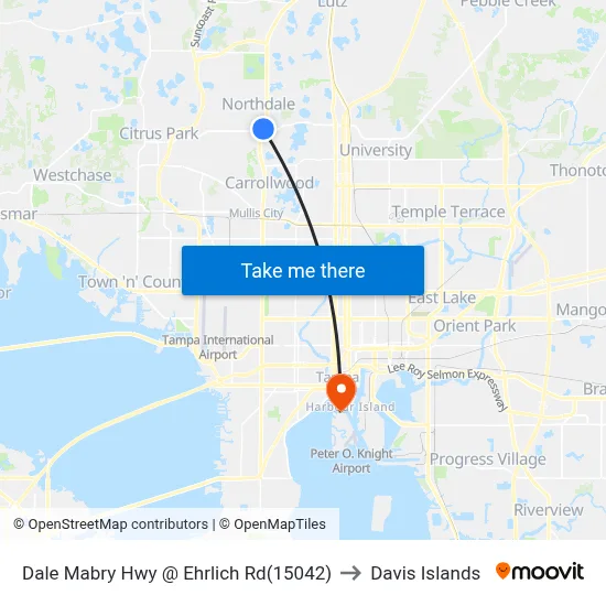 Dale Mabry Hwy @  Ehrlich Rd(15042) to Davis Islands map