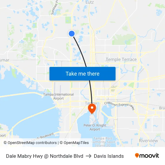 Dale Mabry Hwy @ Northdale Blvd to Davis Islands map