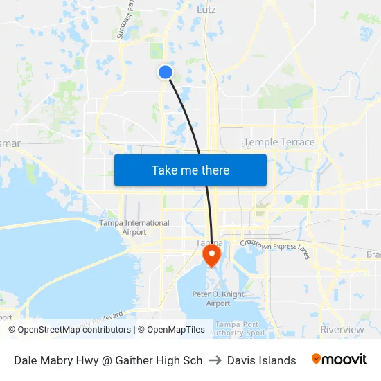 Dale Mabry Hwy @ Gaither High Sch to Davis Islands map
