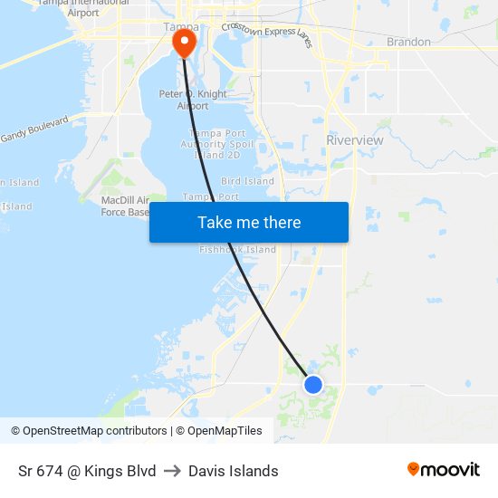 Sr 674 @ Kings Blvd to Davis Islands map