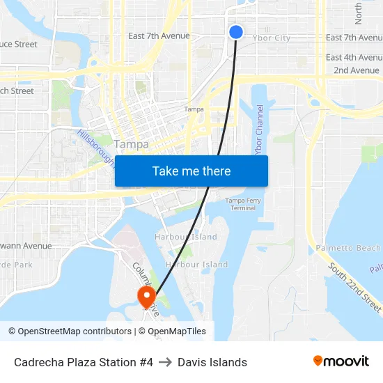 Cadrecha Plaza Station #4 to Davis Islands map