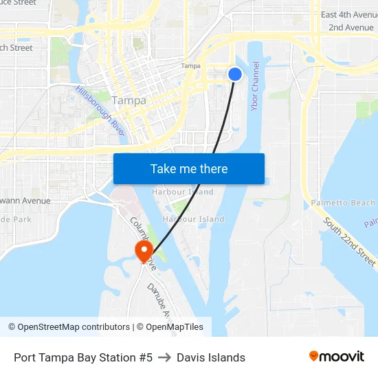 Port Tampa Bay Station #5 to Davis Islands map