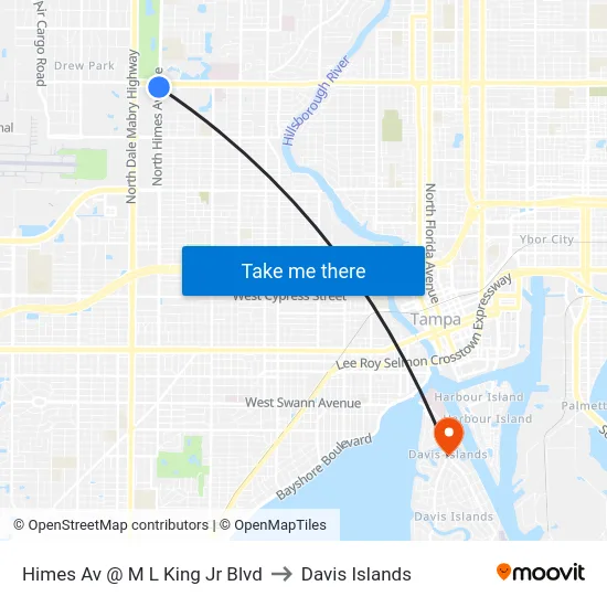 Himes Av @ M L King Jr Blvd to Davis Islands map