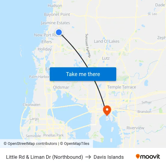 Little Rd & Liman Dr (Northbound) to Davis Islands map