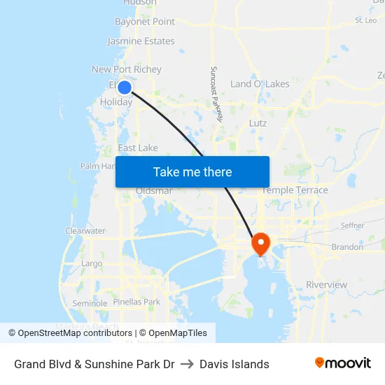 Grand Blvd & Sunshine Park Dr to Davis Islands map