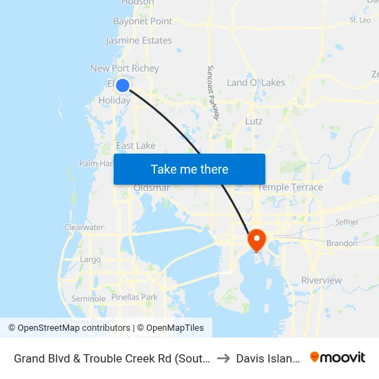 Grand Blvd & Trouble Creek Rd (South) to Davis Islands map