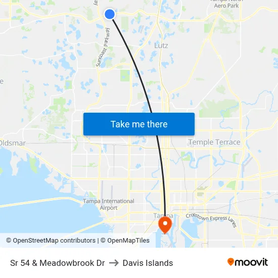 Sr 54 & Meadowbrook Dr to Davis Islands map