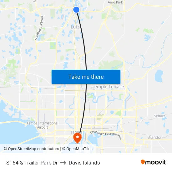 Sr 54 & Trailer Park Dr to Davis Islands map