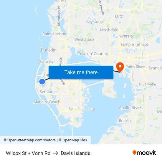 Wilcox St + Vonn Rd to Davis Islands map