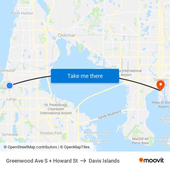 Greenwood Ave S + Howard St to Davis Islands map