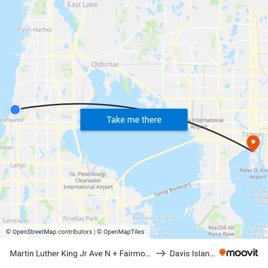 Martin Luther King Jr Ave N + Fairmont St to Davis Islands map
