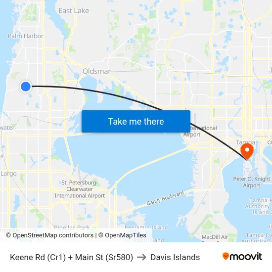 Keene Rd (Cr1) + Main St (Sr580) to Davis Islands map