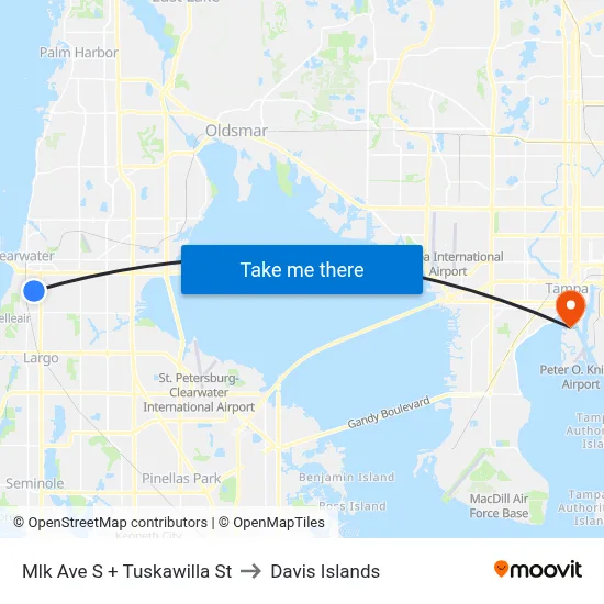 Mlk Ave S + Tuskawilla St to Davis Islands map