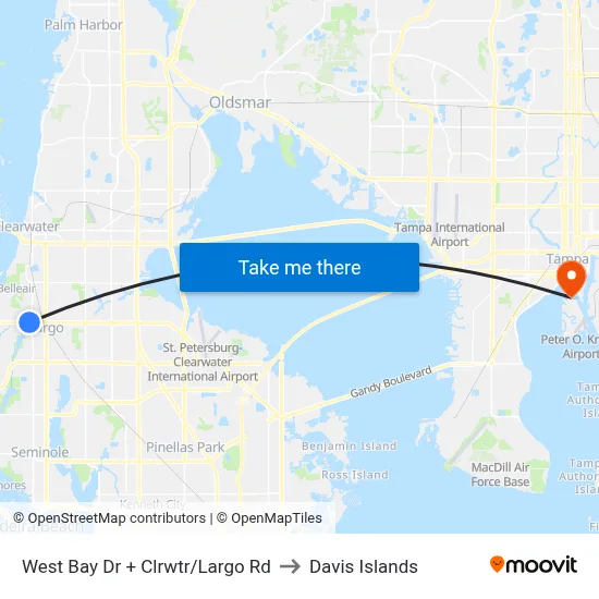 West Bay Dr + Clrwtr/Largo Rd to Davis Islands map