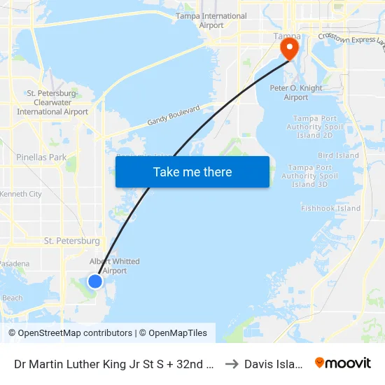 Dr Martin Luther King Jr St S + 32nd Ave S to Davis Islands map