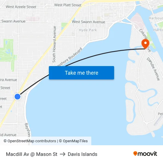 Macdill Av @ Mason St to Davis Islands map