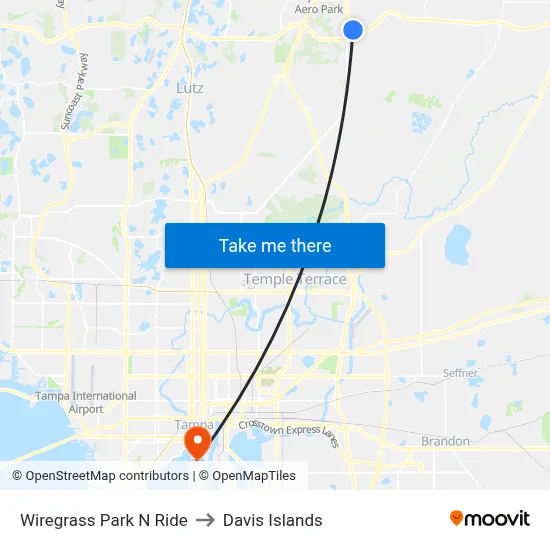 Wiregrass Park N Ride to Davis Islands map