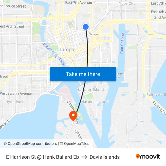 E Harrison St @ Hank Ballard Eb to Davis Islands map