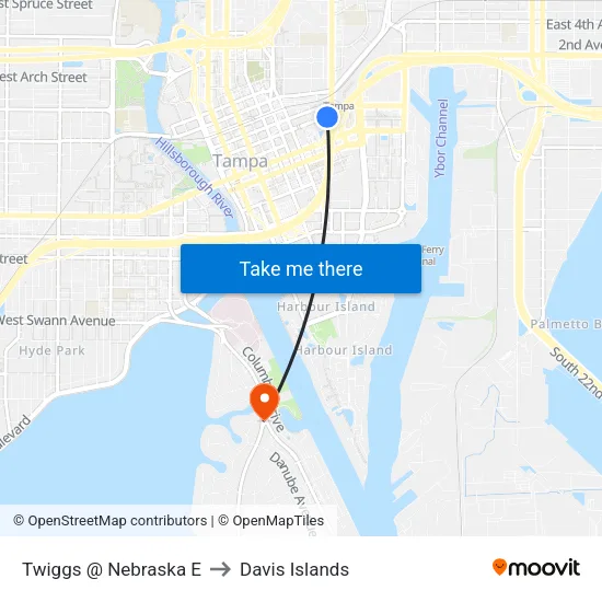 Twiggs @ Nebraska E to Davis Islands map