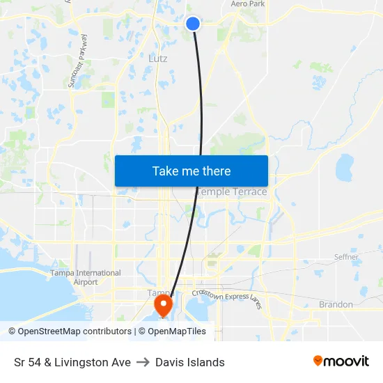 Sr 54 & Livingston Ave to Davis Islands map