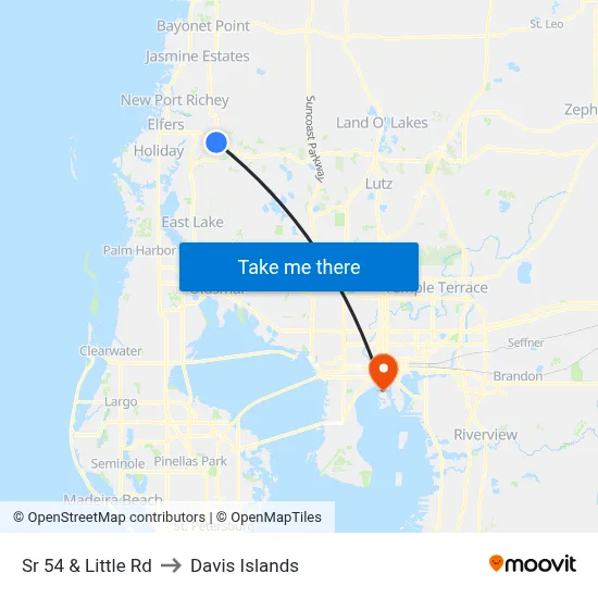 Sr 54 & Little Rd to Davis Islands map